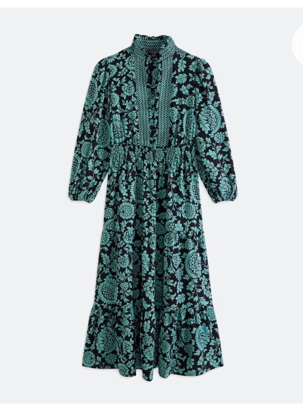 Maggy London Black Maxi Dress with Teal Floral Print